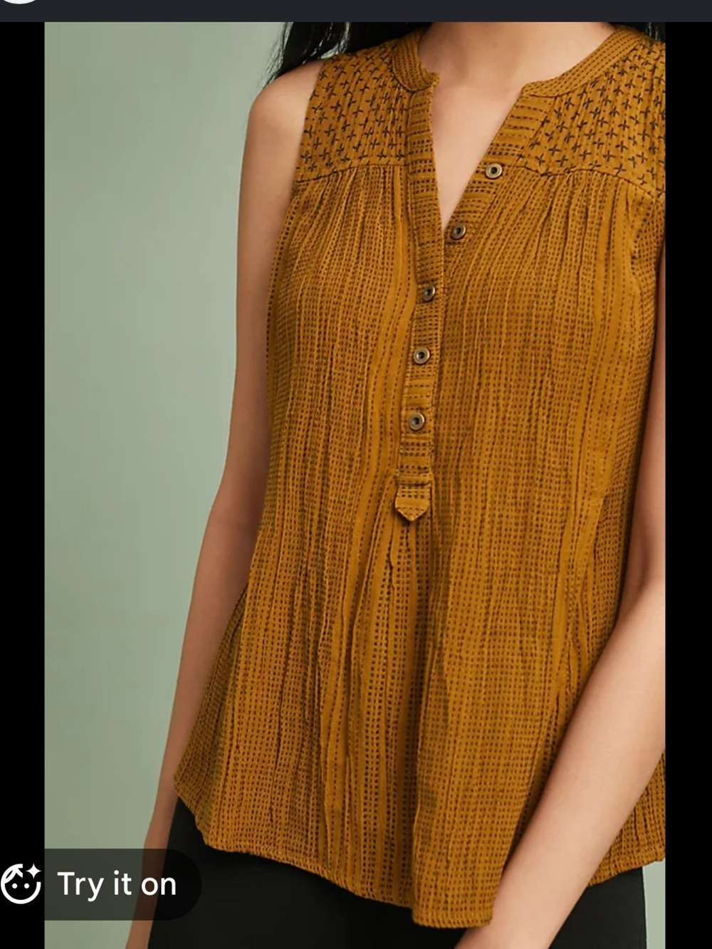 Anthropologie Alemi + Kin Olive Cotton Embroidered Marias Swing Top Size 14 Boho